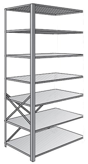 Steel Shelving, Open - 48" W x 30" D x 87" H, 7-Shelf Adder, 375 lbs. cap.