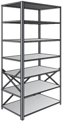 Steel Shelving, Open - 48" W x 18" D x 87" H, 7-Shelf Starter, 375 lbs. cap., Beaded Front Posts