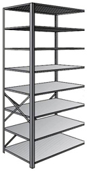 Steel Shelving, Open - 48" W x 24" D x 87" H, 8-Shelf Adder, 400 lbs. cap., Beaded Front Post