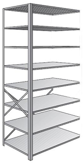 Steel Shelving, Open - 48" W x 18" D x 87" H, 8-Shelf Adder, 375 lbs. cap.