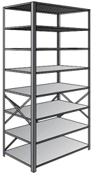 Steel Shelving, Open - 36" W x 30" D x 87" H, 8-Shelf Starter, 500 lbs. cap.