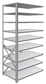 Steel Shelving, Open - 48" W x 18" D x 87" H, 9-Shelf Adder, 375 lbs. cap., Beaded Front Post