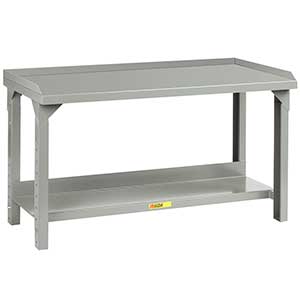 Steel Workbench - 24"D x 60"W, Adjustable Ht., Back & End Stops, Lower Shelf