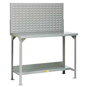 Steel Workbench - 24"D x 48"W, Fixed Ht., Louvered Panel, Lower Shelf