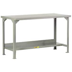 Steel Workbench - 30"D x 48"W, Fixed Ht., Flush Top, Lower Shelf