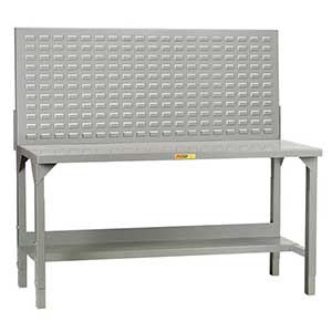 Steel Workbench - 30"D x 48"W, Adjustable Ht., Louvered Panel, Lower Shelf