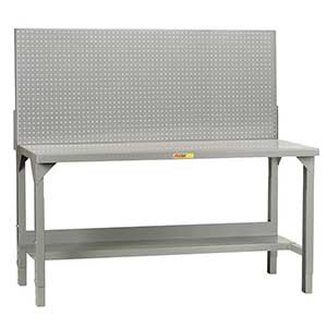 Steel Workbench - 30"D x 48"W, Adjustable Ht., Pegboard, Lower Shelf