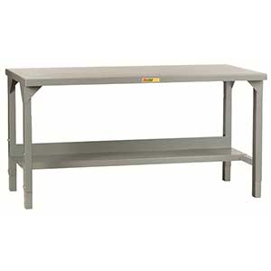 Steel Workbench - 36"D x 84"W, Adjustable Ht., Flush Top, Lower Shelf