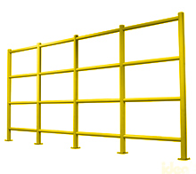 Pipe Style Wall Guardrail - Floor Mounted, 24'W x 12'H