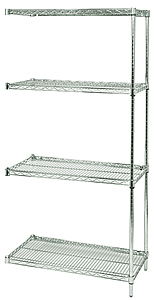 Wire Shelving - Proform Adder, 42" W x 18" D x 74" H, Four Shelves
