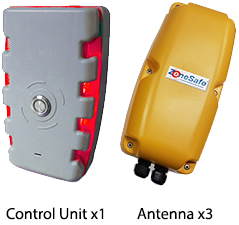 ZoneSafe Type A3 Proximity Detection System - 1 Control Unit, 3 Antennas