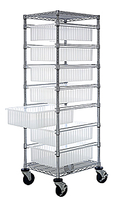 Bin Cart w/ 7 Sliding Clear View Dividable Grid Containers - 69"H