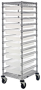Bin Cart w/ 11 Sliding Clear View Dividable Grid Containers - 69"H