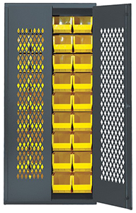 Mesh Door Security Cabinet - 36"W x 18"D x 78"H w/ with 28 bins