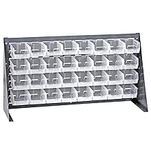 Bench Rack w/ 32 Clear View 5-3/8" x 4-1/8" x 3" Bins