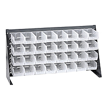 Bench Rack w/ 32 Clear View 7-3/8" x 4-1/8" x 3" Bins