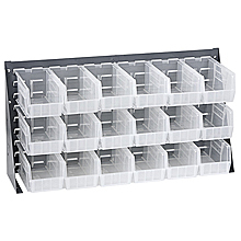 Bench Rack w/ 18 Clear View 10-7/8" x 5-1/2" x 5" Bins