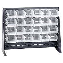 Bench Rack w/ 24 Clear View 5-3/8" x 4-1/8" x 3" Bins
