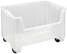 Clear View Mobile Heavy-Duty Stacking Containers -15-1/4" x 19-7/8" x 12-7/16", Carton of 3