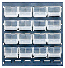 Louvered Panel - Gray, 18"W x 19"H w/ 16 Clear View 7-3/8" x 4-1/8" x 3" Bins