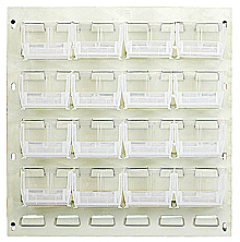 Louvered Panel - Gray, 18"W x 19"H w/ 16 Clear View 5-3/8" x 4-1/8" x 3" Bins