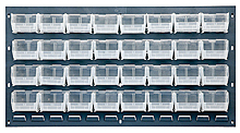 Louvered Panel - Gray, 36"W x 19"H w/ 32 Clear View 5-3/8" x 4-1/8" x 3" Bins