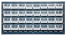 Louvered Panel - Gray, 36"W x 19"H w/ 32 Clear View 7-3/8" x 4-1/8" x 3" Bins