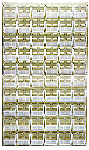 Louvered Panel - Oyster White, 36"W x 61"H w/ 60 Clear View 10-7/8" x 5-1/2" x 5" Bins