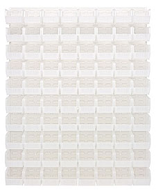 Louvered Panel - Oyster White, 48"W x 61"H w/ 80 Clear View 10-7/8" x 5-1/2" x 5" Bins