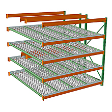 Skatewheel Flow Rack- 96"W x 96"D x 96"H, 4 Levels - Adder
