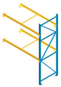 Structural Pallet Rack, 36"D x 96"H x 96"W, 10180 Lbs. Cap., 2 Beam Levels - Adder