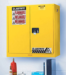 Flammable Liquid Wall Cabinet, 17-gal., Sure-Grip Handle, 24 x 43 x 18