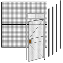 Scattered view of mesh panel, door and posts