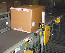 cardboard box on conveyor line