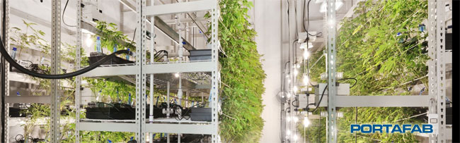 shelving and racks in a cannabis facility by PortaFab