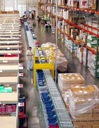 conveyor system in warehouse