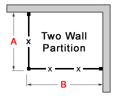 Two wall wire partition plan view