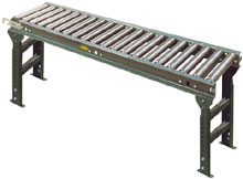 Gravity roller conveyor with floor supports