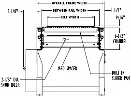 front view of conveyor with dimensions