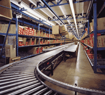 carton flow and conveyor line in order picking operation
