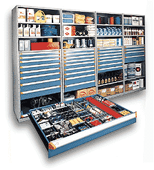 Modular drawer inserts for industrial shelving
