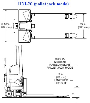 dimensions in pallet jack mode