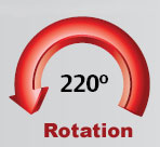 220-degree boom rotation