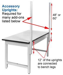 work bench accessory uprights